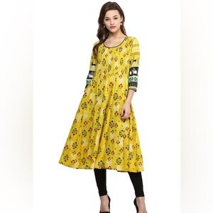 Rangmanch yellow Indian kurta dress Size Large